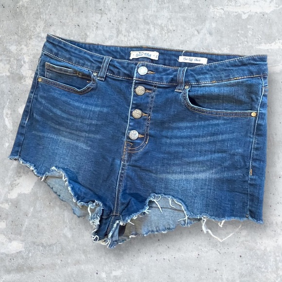 Wild Blue Button Fly, Distressed Denim Shorts - Picture 12 of 13